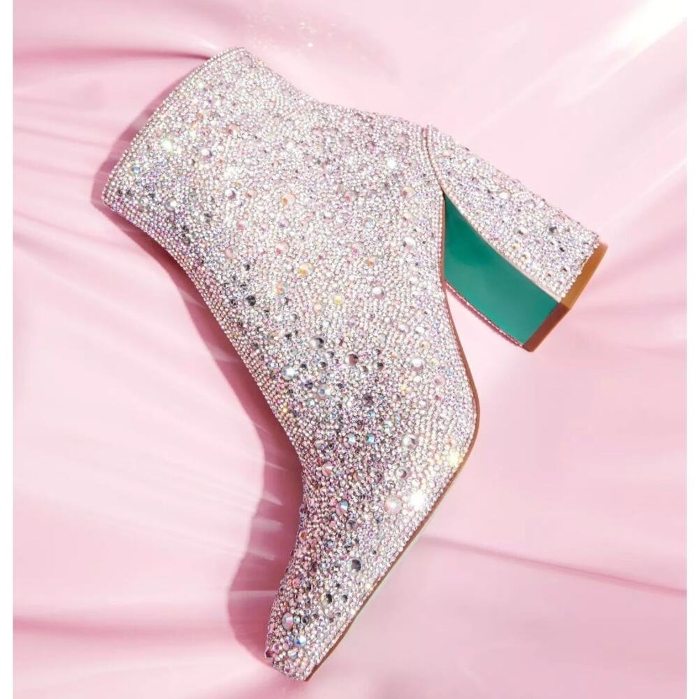 Betsey Johnson Silver Ankle Boots with Green Sole